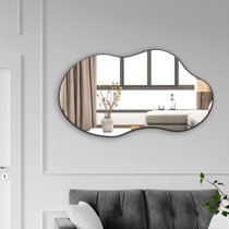 Irregular Oval Shape Wall Mirror Boho Loft Style Ready to Hang 77 cm x 77  cm