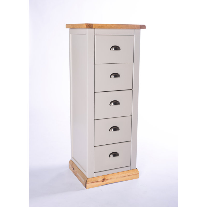Cristopher 45cm W 5 - Drawer Chest of Drawers, Grey/Wood, Chrome