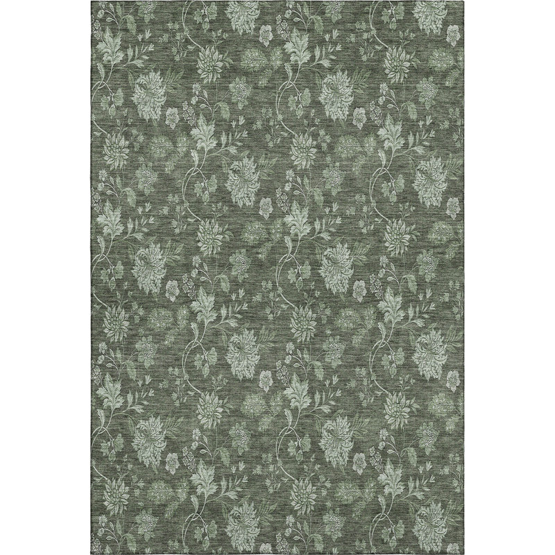 Premium Machine Washable Prisco Olive Rug, Rectangle 2'6" x 3'10"