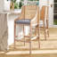Upholstered Counter Stool with Solid Wood Frame