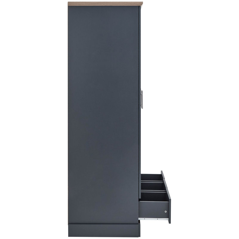 Brielle 3 Door Manufactured Wood Wardrobe, Dark Gray