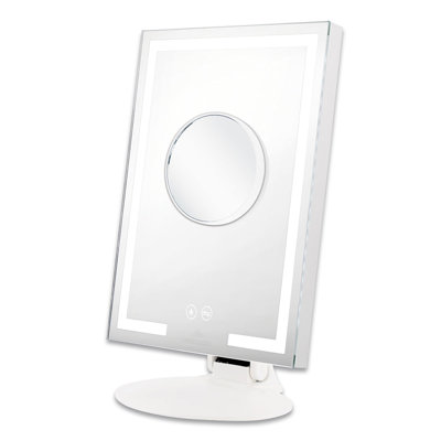 Frentz Lumiere LED Makeup Mirror with Bluetooth Speaker Tabletop LED Makeup Mirror with Touch Sensor -  Ivy Bronx, E59A5FFDD0774E6F97CB938AE32BD36A