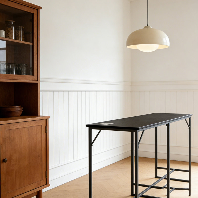 Rectangular Height Table,Table with Charging Station, Black