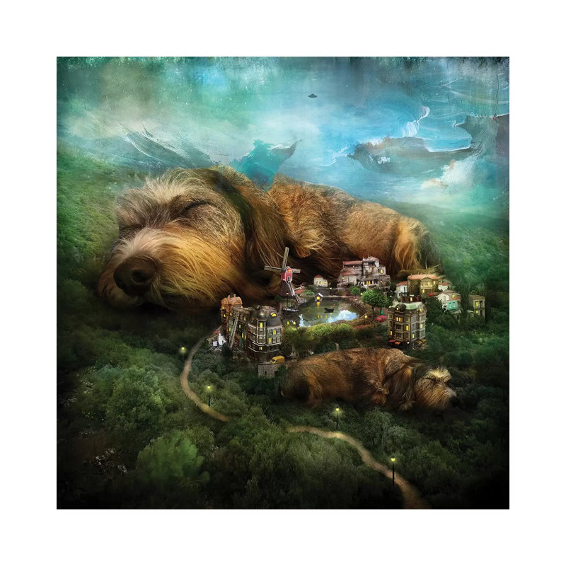 «Sleeping Dogs» par Alexander Jansson - impression d'art graphique, Toile tendue, H 12 po x l 12 po x P 1,5 po