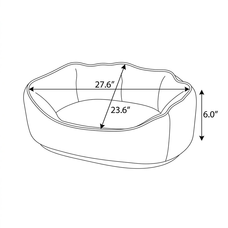 Pet Bed, 23.6" D x 27.6" W, Black; Beige
