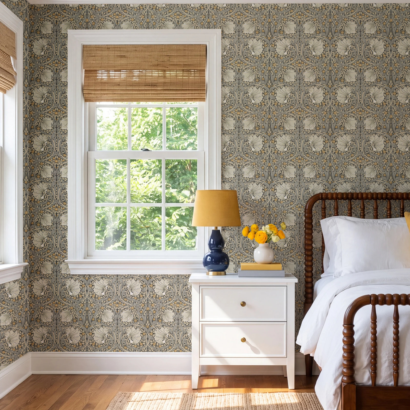 Nilda Floral Wallpaper, Pimpernel Grey