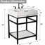 Meuble-lavabo de 24 po en marbre de Carrare naturel avec lavabo, structure en acier inoxydable noir et tablette en verre-1572645740-1556390636
