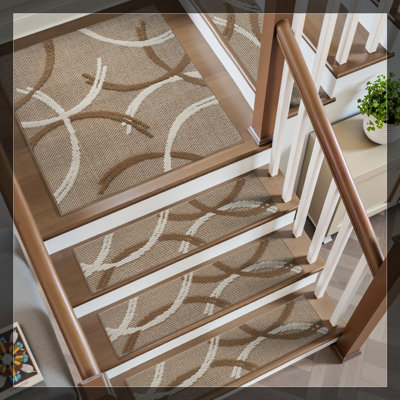 Stair Treads Landing Rugs Non Slip,3D Peel And Stick Stair Treads For Wooden Steps,Square Washable Stair Runner Indoor For Kids,Elders And Pets,31"X31"