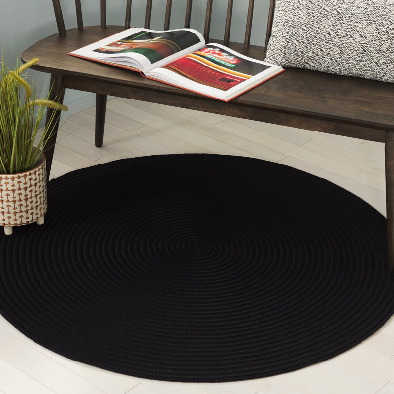 Keiosha Hand Woven Performance Machine Washable Solid Color Indoor/Outdoor Area Rug, Round 4'