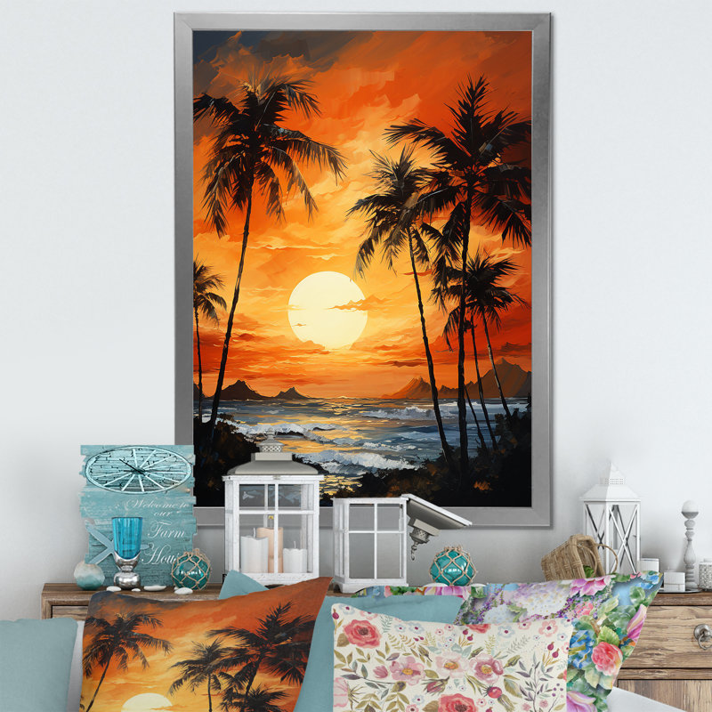 Tangerine au crépuscule tropical, Cadre simple argenté, H 32 po x l 24 po x P 1 po