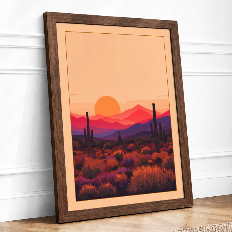 Desert At Dusk Modern - Print, Walnut, A3 - 42.0 x 29.7 cm