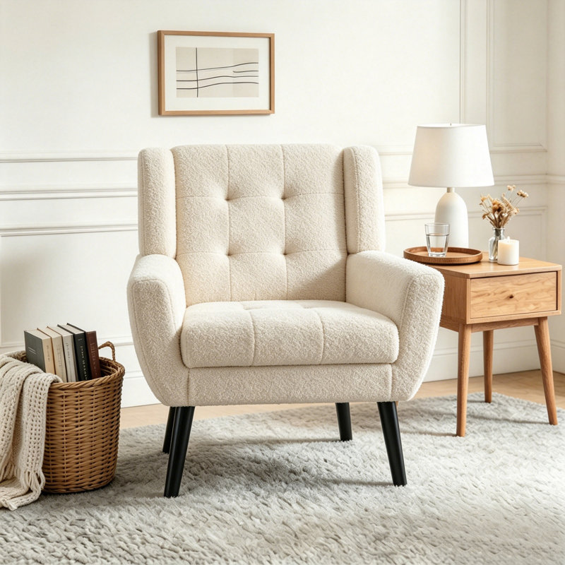Fauteuil d'appoint Bolanle, Beige Boucle
