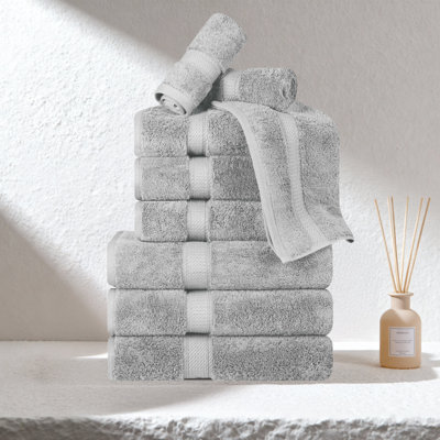 Egyptian Cotton Plush Heavyweight Absorbent 9 Piece Bathroom Towel Set