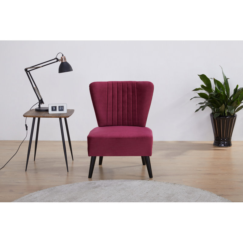 Collin Upholstered Slipper Chair, Fuchsia Velvet