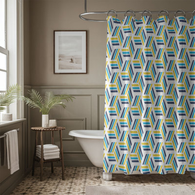 Rideau de douche standard 1 pièce Garnet Yellow Blue Tiles 0149