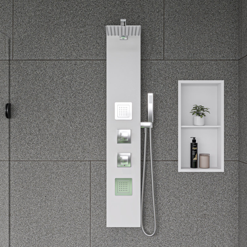 Tablette de douche adhésive en acier inoxydable, Blanc mat