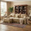 Canapé d'angle modulaire en chenille avec pouf-525980515-525980516