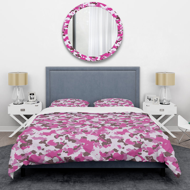 Camouflage rose tendance - ensemble de housse de couette abstrait - microfibre de polyester