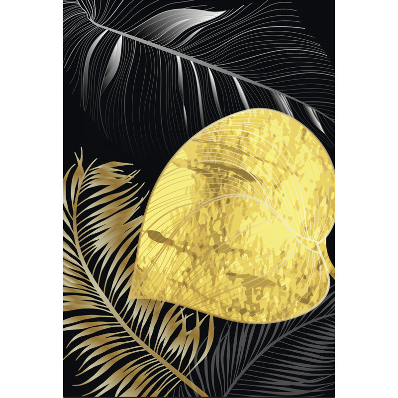 Ensemble de 3 pièces d'art mural feuilles dorées, H 18 po x l 37 po