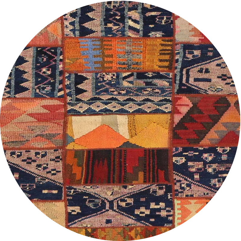 Tapis brun / beige / noir, Rond 6 pi