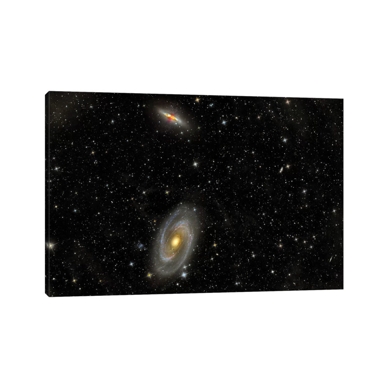 Cigar Galaxy and Bode's Galaxy in the Constellation Ursa Major 1 Piece Wrapped Canvas Wall Art, 20.32 cm H x 30.48 cm W