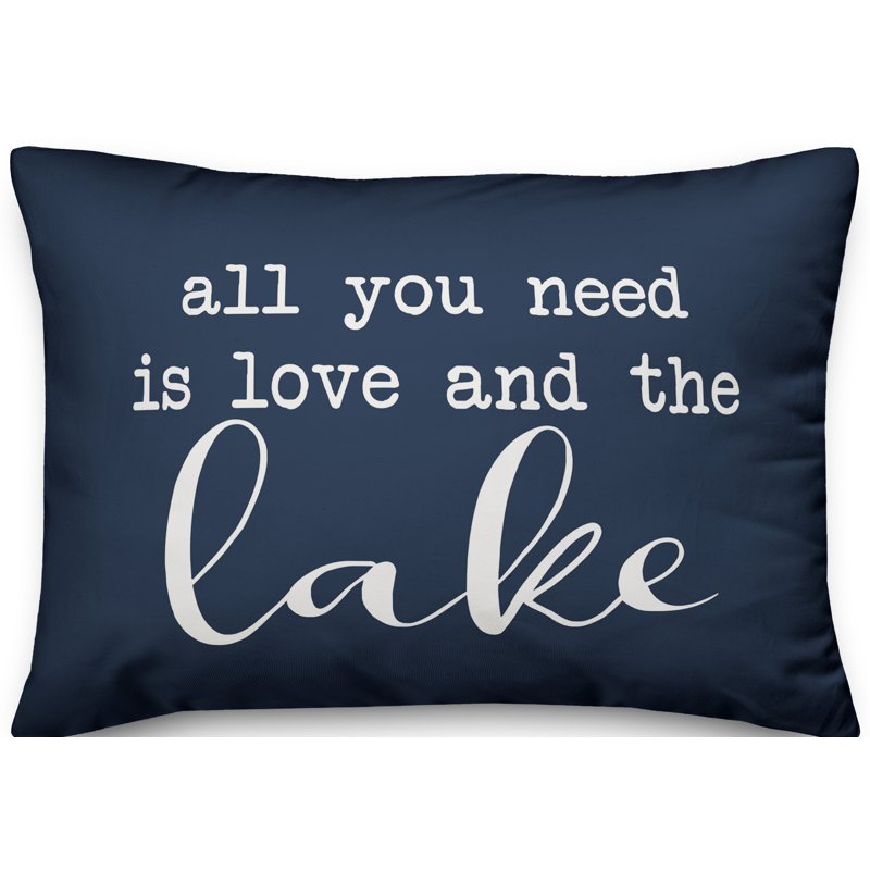 Karmina All you need is Love and the Lake Indoor/Outdoor Lumbar Pillow, Navy