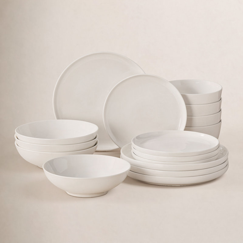 16-Piece Ceramic Dinnerware Set, White