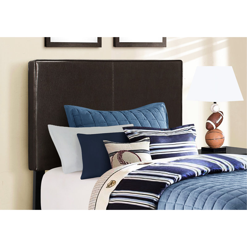 Lit simple pour chambre à coucher avec un cadre en tissu d'ameublement brun foncé revêtu de tissu d'ameublement foncé