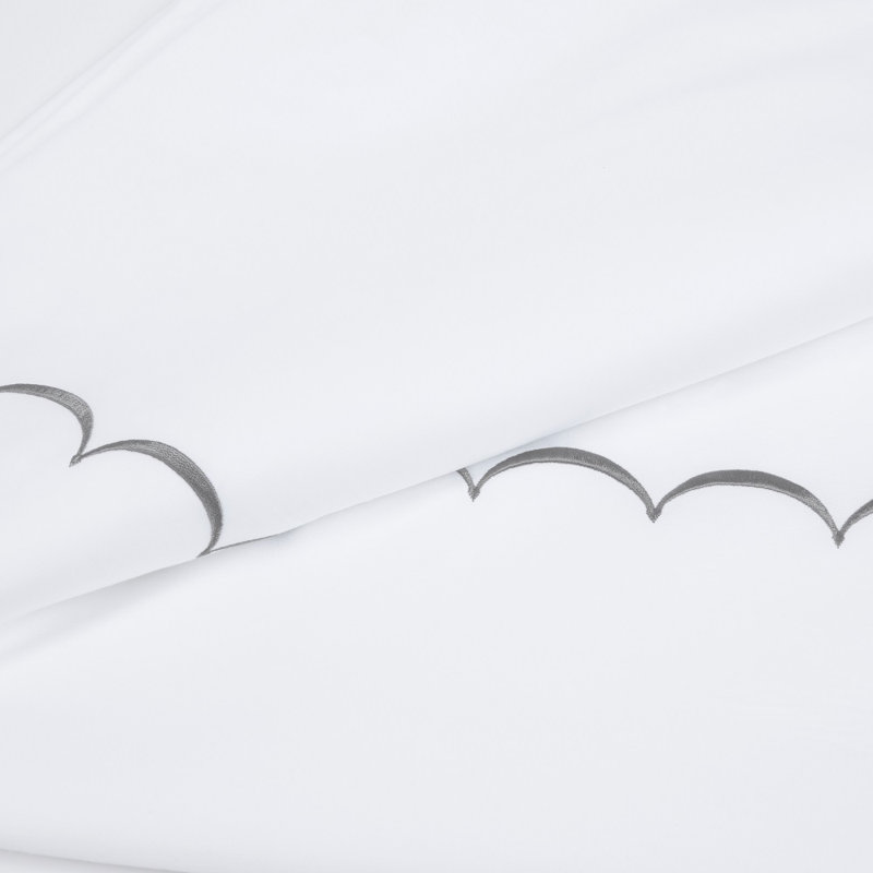 Ensemble de draps 100% coton 600 fils Camillo Scallop, Ensemble de draps pour lit simple avec un drap-hou, gris