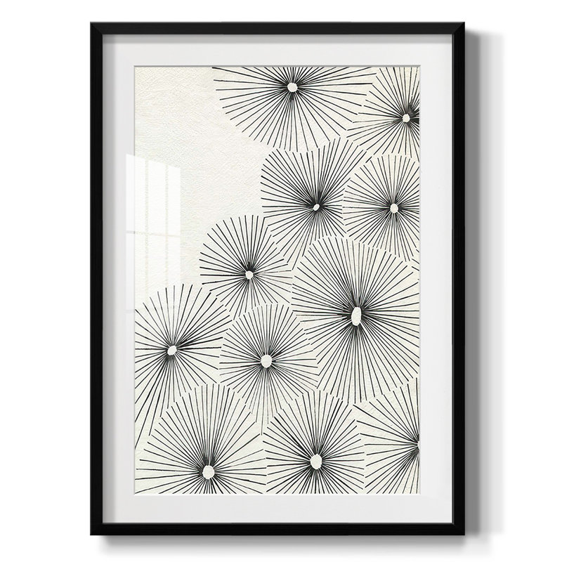 Parasol éclatant II, Papier avec cadre noir, Blanc