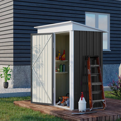 Aundreya 5ft.W x 3ft. D Metal Pent Tool Shed