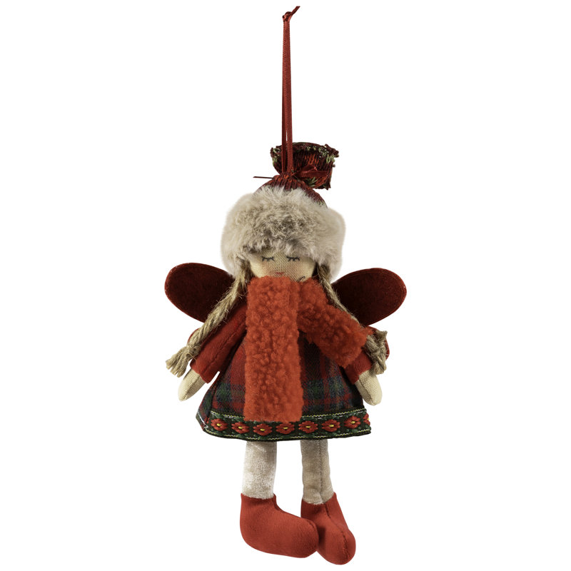 Angel Girl With Knitted Winter Hat Christmas Ornament