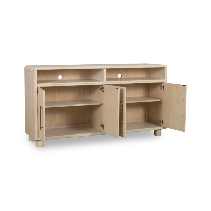 Clifford Four Door Two Shelf Sideboard In White Sand