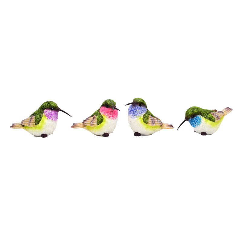 Small Resin Hummingbird Figurine Set of 4 Spring Home Decorations
