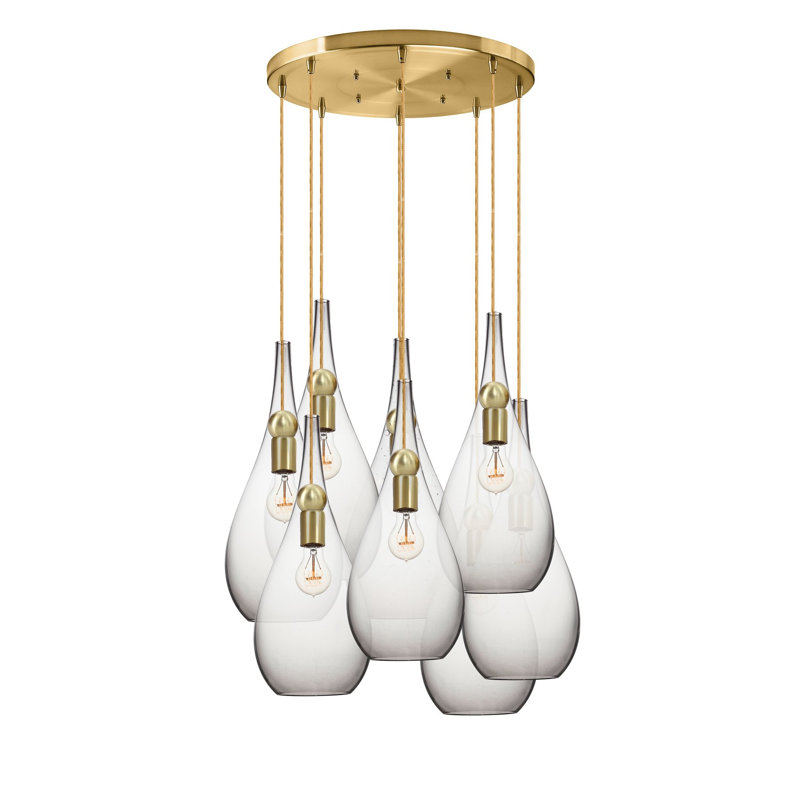 Earth 8 - Light Chandelier, 120" H x 18" W x 18" D, Gold/Brass, Clear Glass