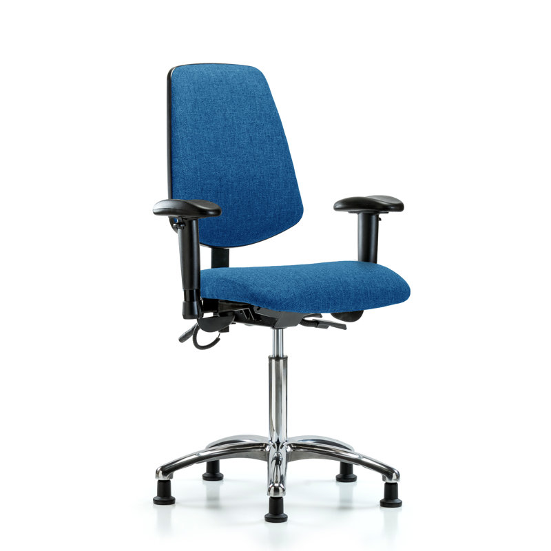 Chaise de tâches ergonomique Maryam, Bleu, Roulettes, Inclus