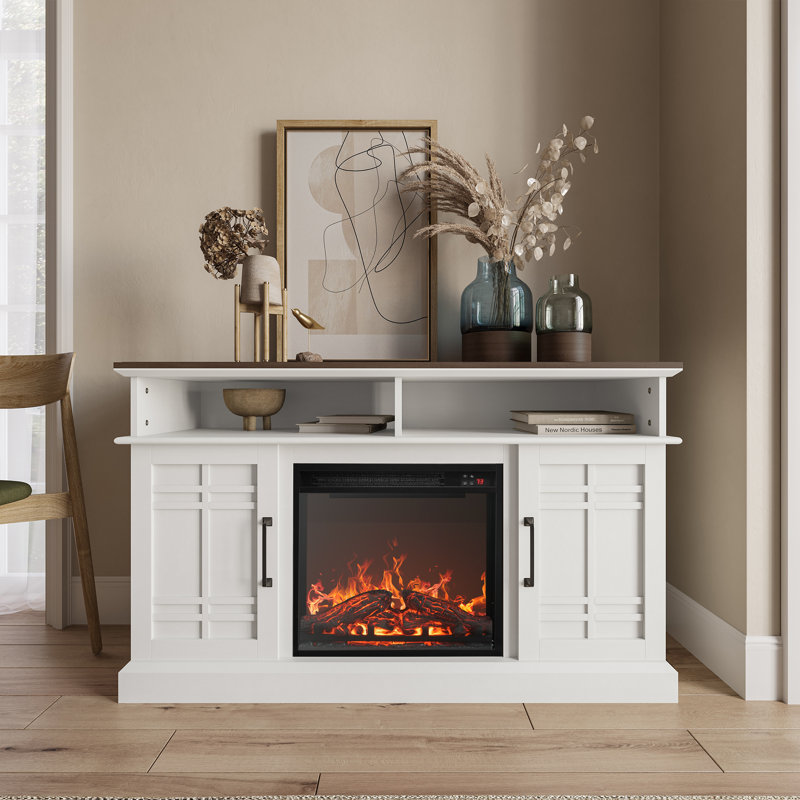 Wister TV Stand Fireplace for TVs up to 50" Fireplace, White