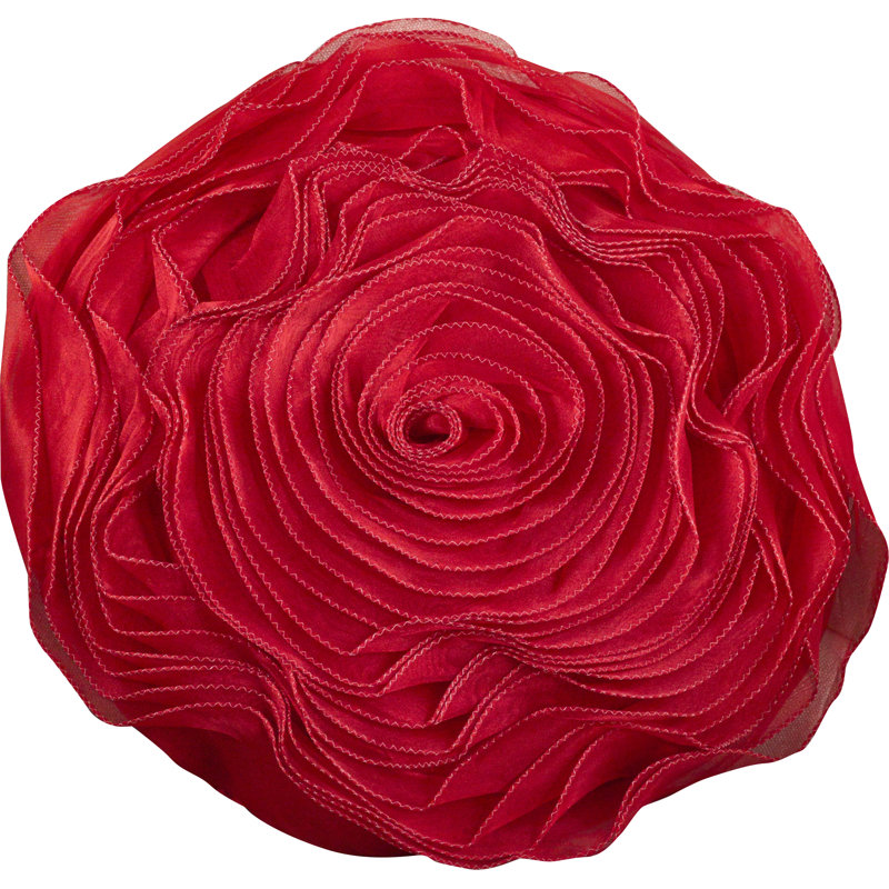 Red Rose Design 23" Round Throw Pillow