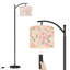 Lampe sur pied à arc avec pivoines, fleurs, rose, blanc, doux, aquarelle, design floral, debout pour chambre à coucher, 3 lumières à intensité variable avec télécommande et ampoule incluse