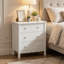 Tables de chevet modernes blanches à trois tiroirs, tables de chevet simples avec deux poignées remplaçables pour la chambre à coucher-785428338