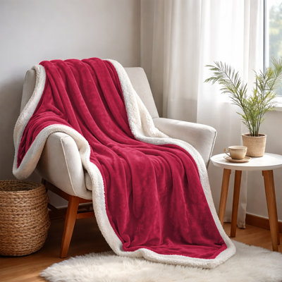 Sherpa Fleece Soft Plush Reversible Blanket