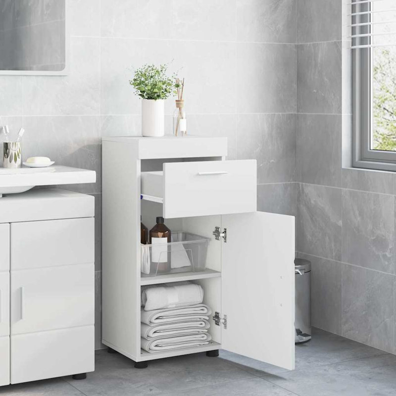  Bathroom Cabinet 37 X 31.5 X 82 Cm Engineered Wood, High Gloss White