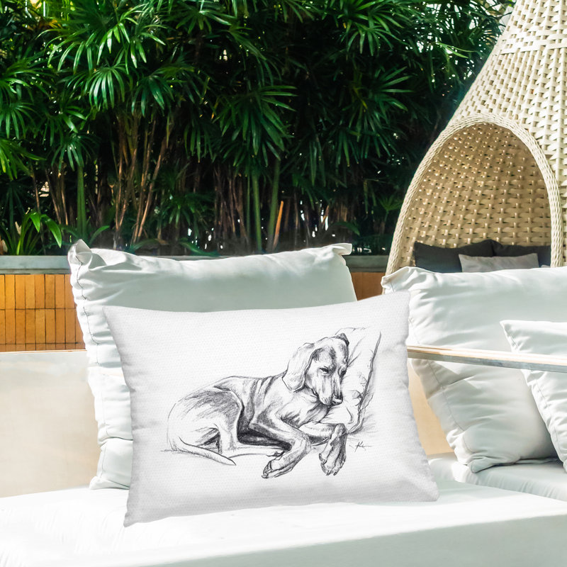 Coussin d'extérieur imprimé "Napping Dog" par Lindsay Kivi Fine Art