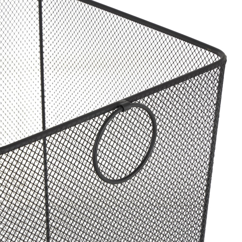 Cole And Grey Metal Square Mesh Wire Rolling Laundry Storage Basket With Ring Handles, Gold