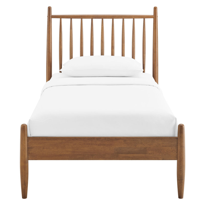 Zane Twin Size Spindle Bed Frame In Walnut, Twin, Walnut