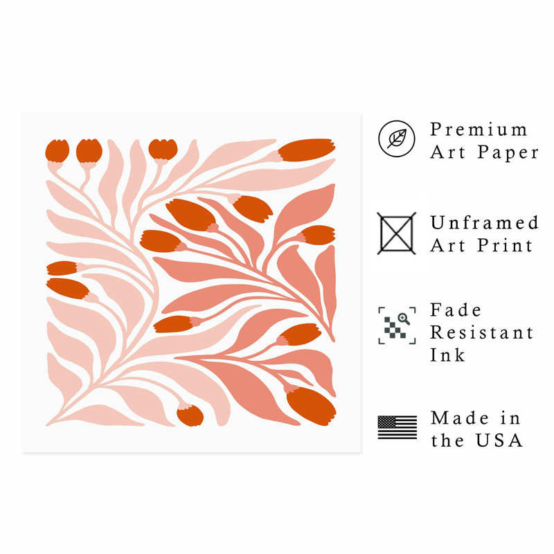 Impression florale moderne sans cadre, H 20 po x l 20 po