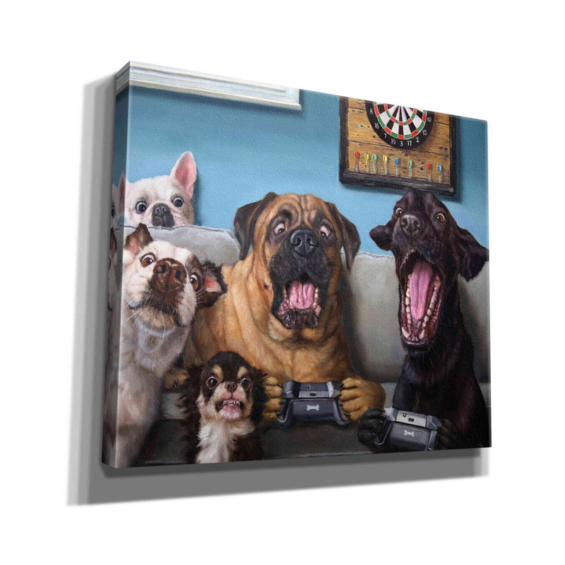 " Gamers " by Lucia Heffernan, 26" H x 30" W x 1.5" D