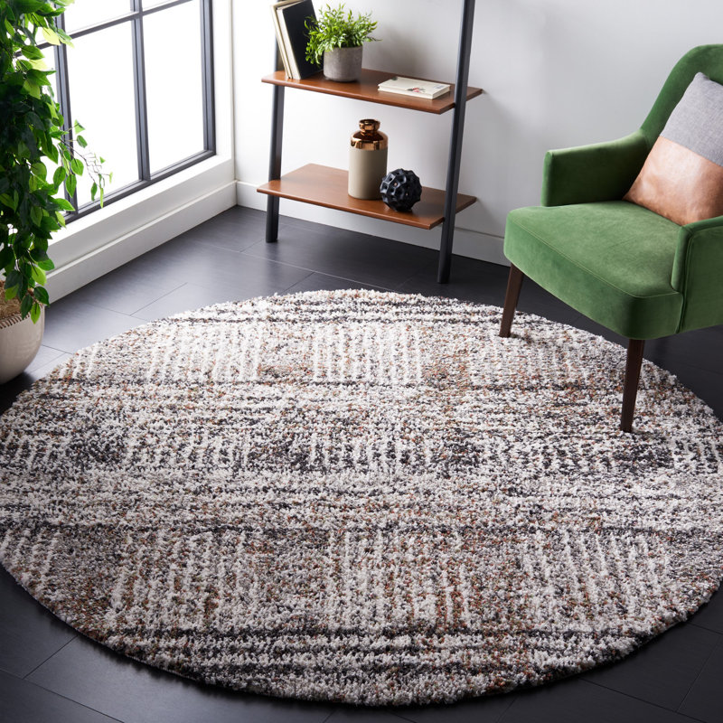 Jericho Shag Performance Abstract Rug, Round 6'7"