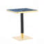 Table bistro moderne carrée, petite table basse en marbre de 23,7 po avec finition en agate bleue brillante et bordure en acier inoxydable, base piédestal en acier au carbone robuste pour les petits espaces, appartement