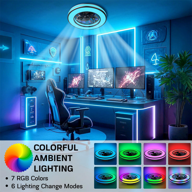 Ceiling Fan with LED Lights, Black